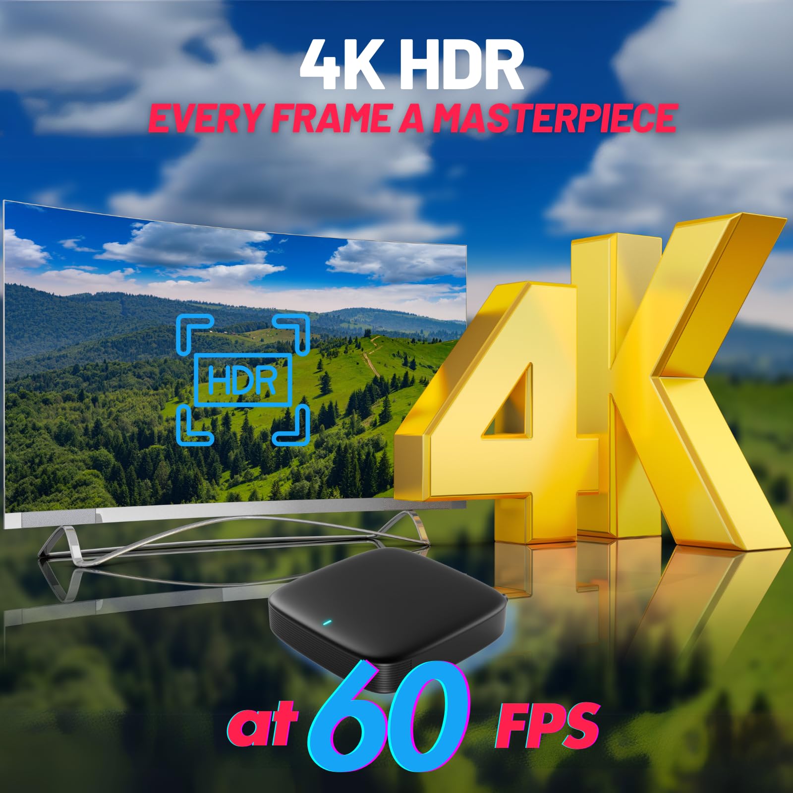 Raxxio MAG555 Google TV Box – 4K HDR Android TV Media Player with Google TV OS, Dual-Band Wi-Fi, Bluetooth 5.0, and Voice Remote with Google Assistant