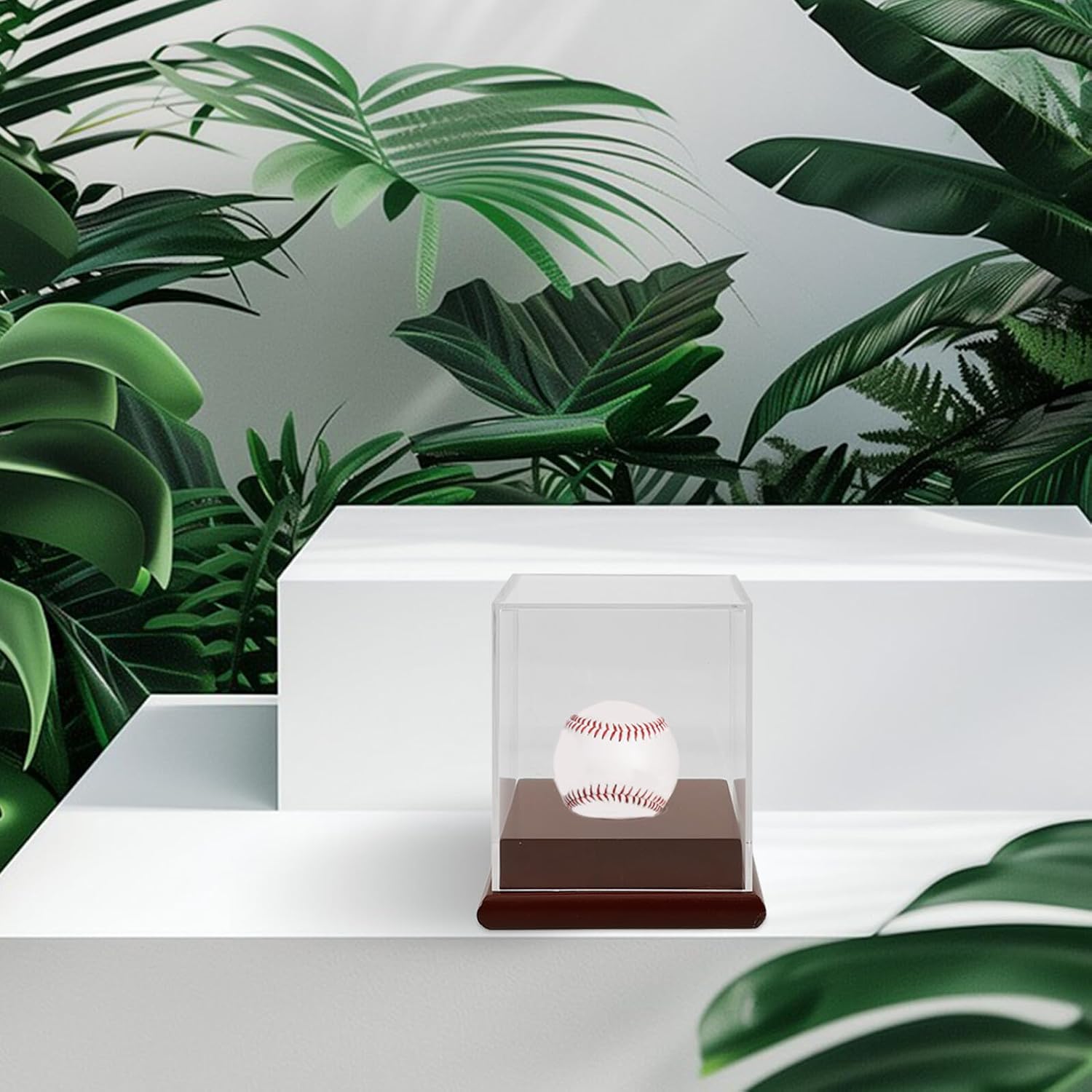 Acrylic Baseball Display Case with Dustproof Cover and Base, Small Keepsake Display Box 12.6x11x11 Cm for Memorabilia Storage and Collectible Showcases
