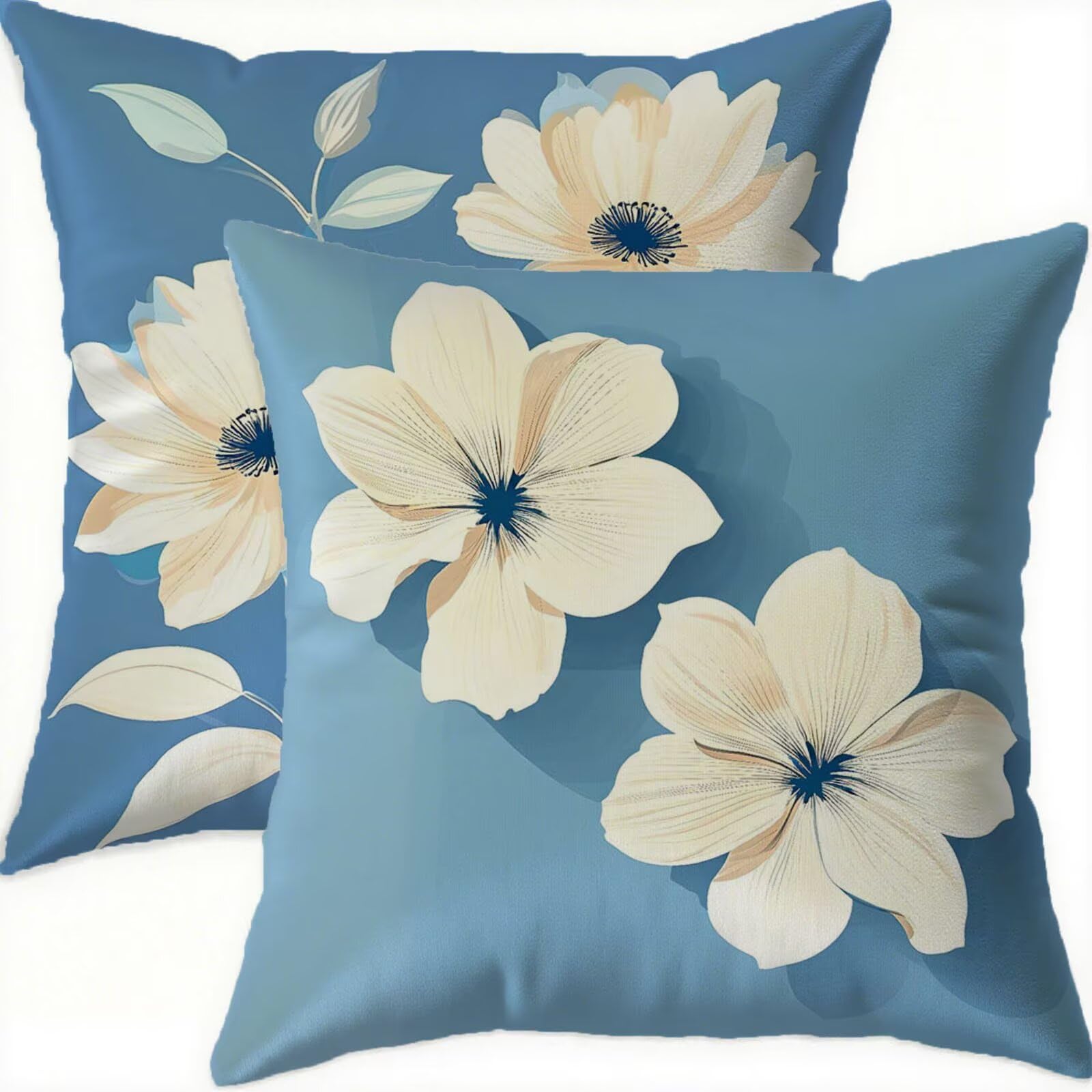 Housse coussin 60x60 vintage bleu en velours chic avec zip invisible