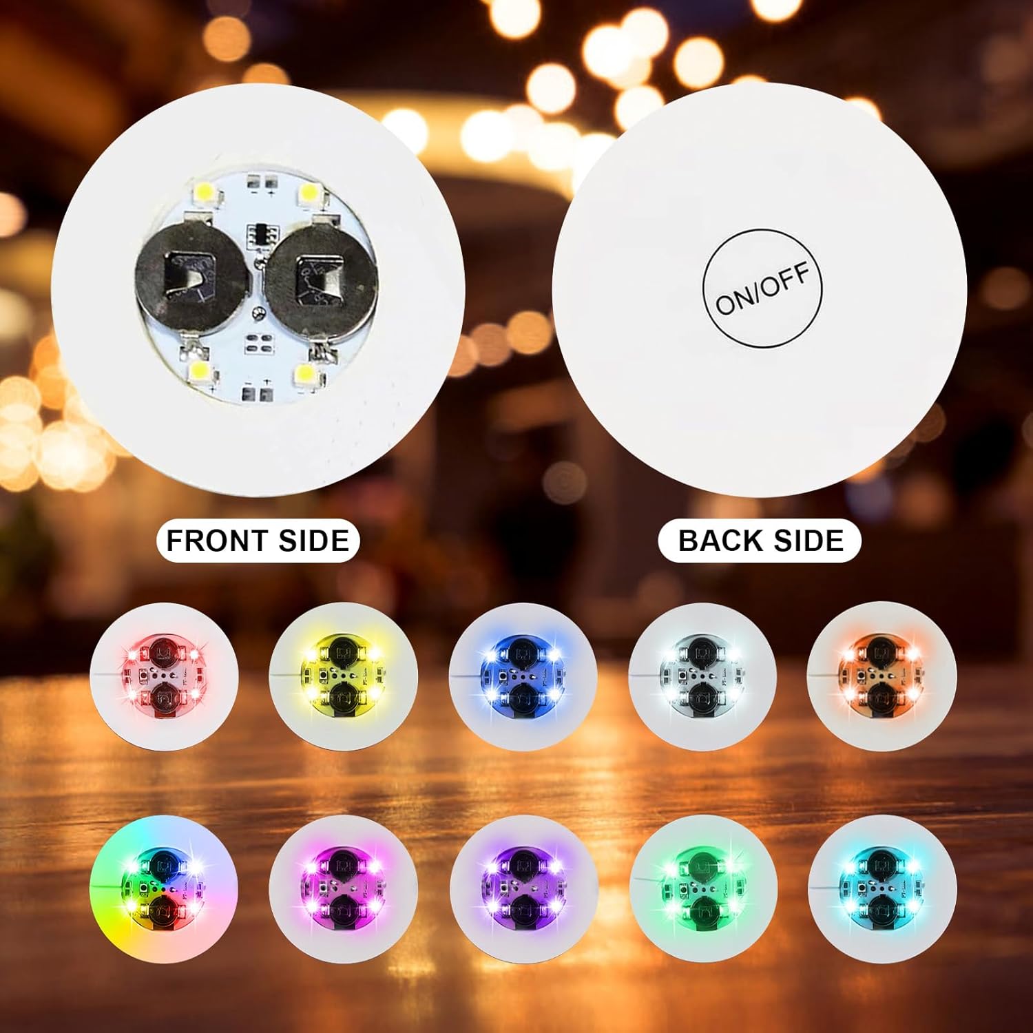 200Pcs LED Coasters for Dirnks,10 Colors Light Up Coasters Led Coaster Lights for Wine Bottles,Cocktail,Bar,Party,Wedding Decor - Image 3