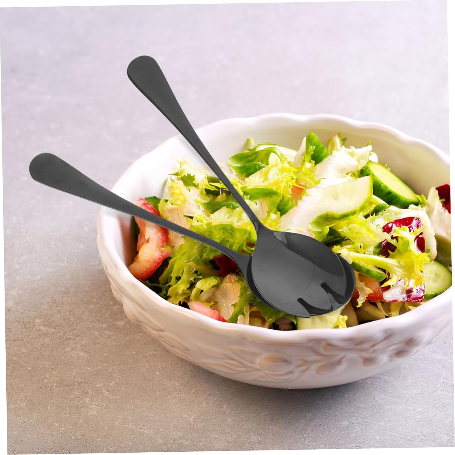Salad Servers Set Stainless Steel Serving Utensils Xmas