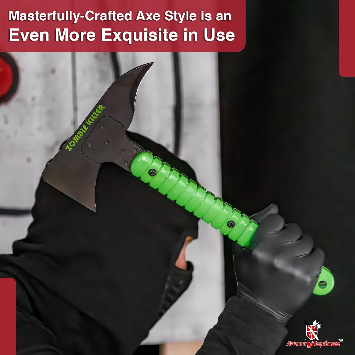Armory Replicas™ Killer Heavy Duty Throwing Axe – Green Fire Breaker Full Tang Stainless Steel Axe with ABS Handle & Sheath