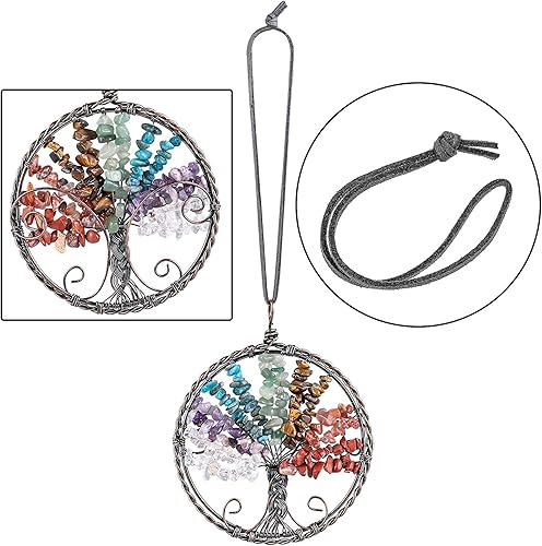 Miniatura 3 de rockcloud Adorno colgante hecho a mano del árbol de la vida, piedras curativas de reiki, para colgar en la pared, para el hogar, oficina, decoración