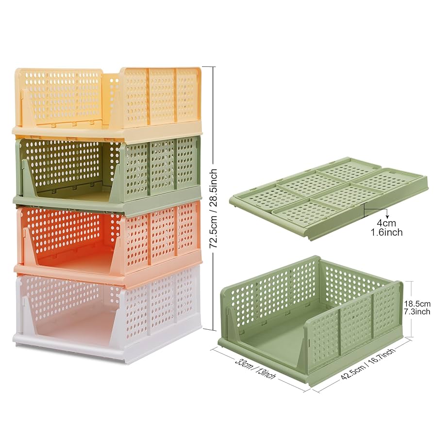 新品 FCRB FOLDING STORAGE SOFT CONTAINER Amazon.com: 4-Pack Folding Wardrobe Storage Box Plastic