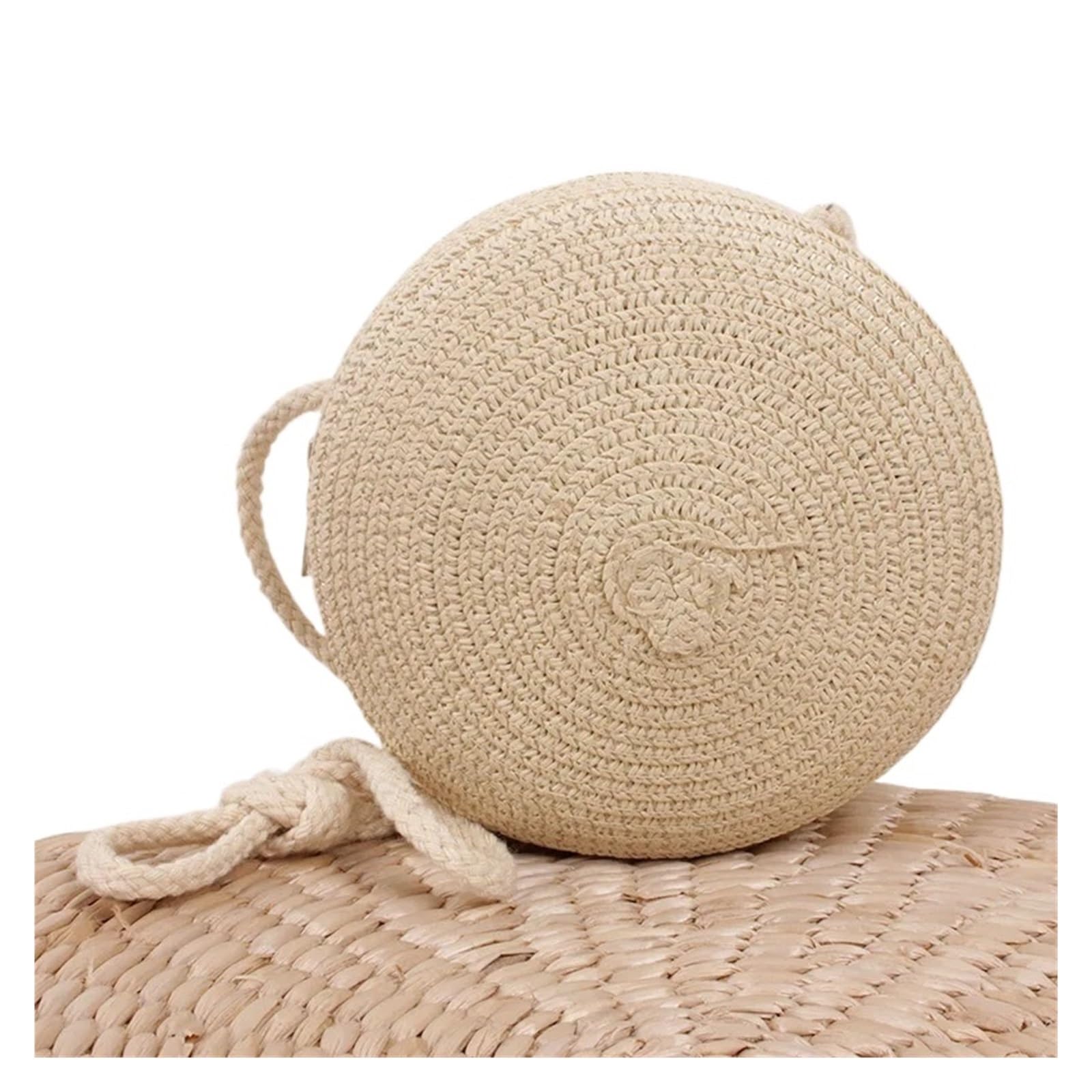 Borsa rotonda intrecciata in paglia Borse a tracolla in paglia intrecciata estiva da donna rotonde