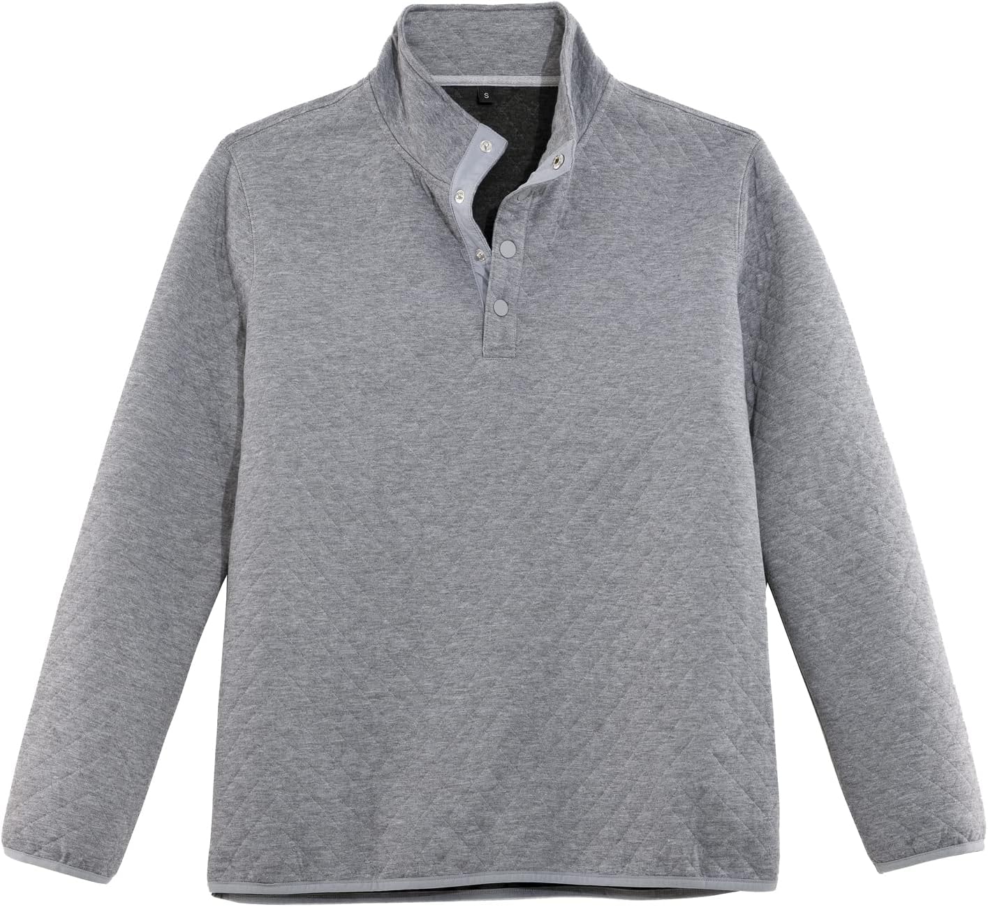 Hacikis Mens Quilted Long Sleeve Sweatshirt Quarter Snap Outdoor Fleece Pullover Shirt