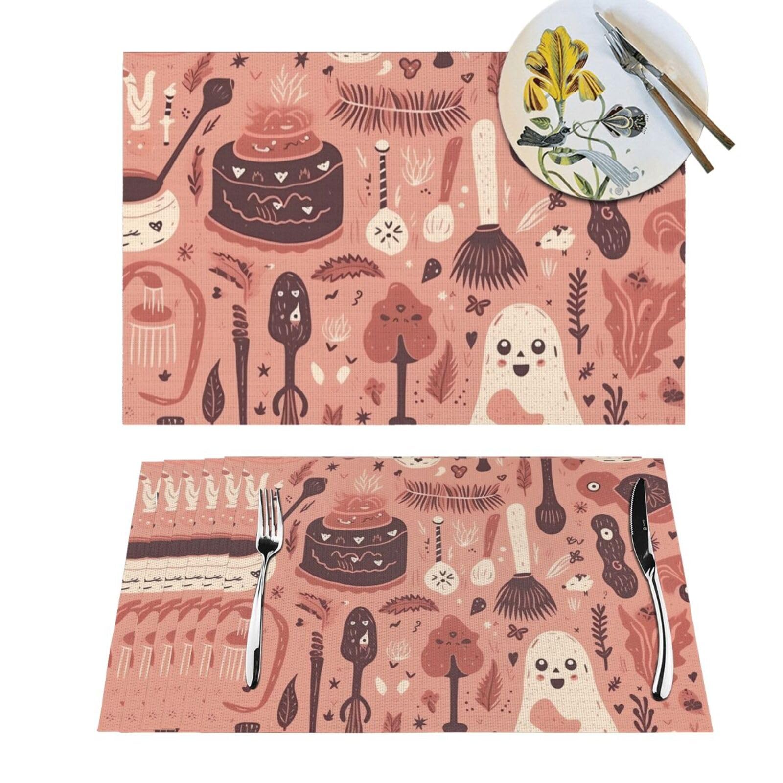 Sets de table fantôme et balai pour repas d'Halloween en famille