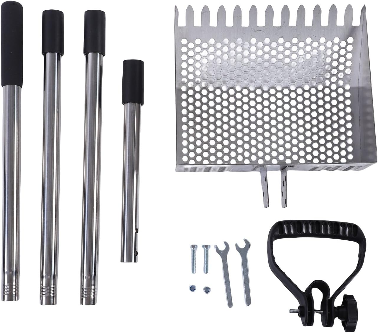 Fabater Chicken Poop Scooper & Rake, 2 in 1 Metal Chicken Coop Scooper for Sand with Adjustable Stainless Steel Handle, Litter Sifting Shovel for Chicken Coop Pet Waste