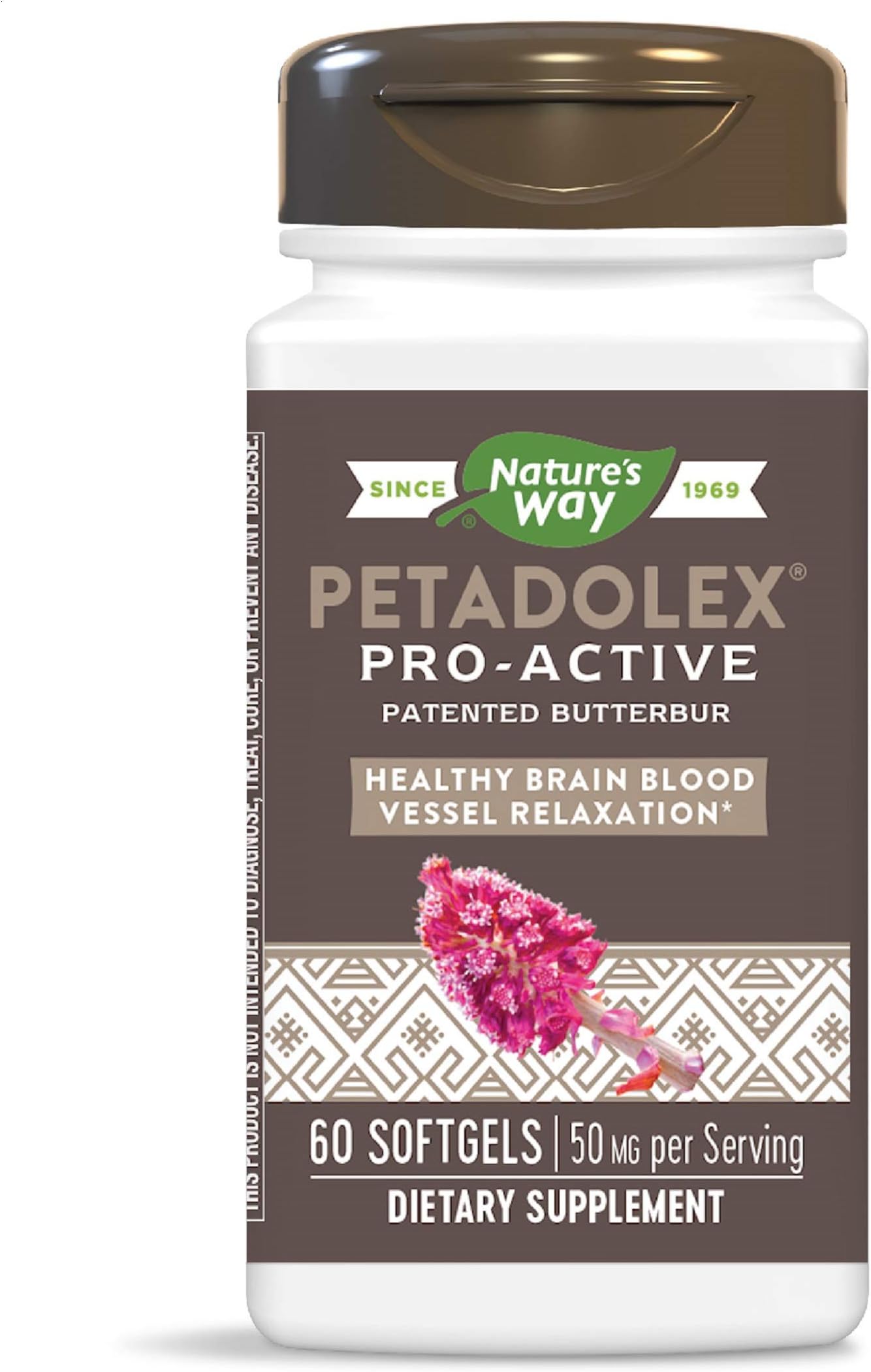 Nature's Way Petadolex Pro-Active Blood Vessel Health with Patented Butterbur, 50 mg per Serving, 60 Softgels, Pack of 2 (Packaging May Vary)