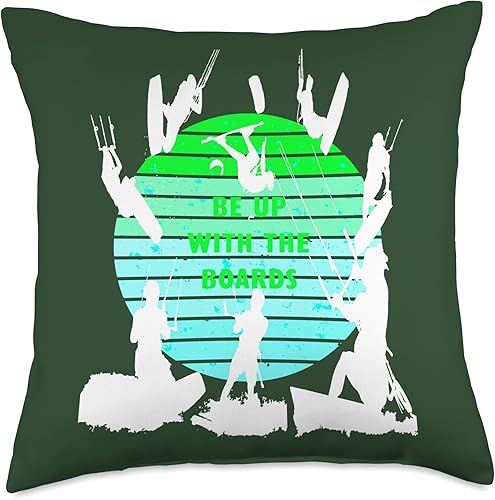 Kitesurf Gifts and Surf Lover Tees by taiche Kitesurfers Be Up with The Boards Retro Style 11 - Almohada de 18 x 18 pulgadas, multicolor