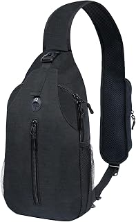 Sling-Bag Crossbody-Bag Women-Men Backpack-Daypack - Hiking Chest Travel with Water Bottle Pocket Portable Hiking Daypacks for Women Black
