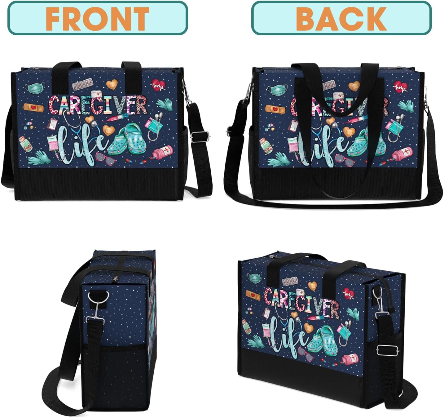 Large Tote Bag for Women. Gift for Nurse. Waterproof Bag with Pockets and Zipper for Travel, Work, Grocery. - Image 6