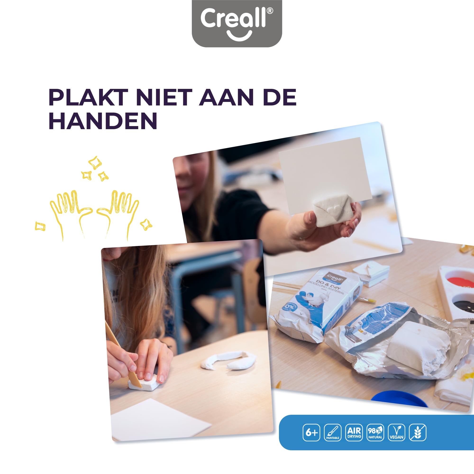 Creall Do & Dry Pasta para Modelar de Secado al Aire, Blanca, 12 x 1000 g | Arcilla sin horno | Lista para usar y suave | Manualidades, escuela, hobby y proyectos DIY