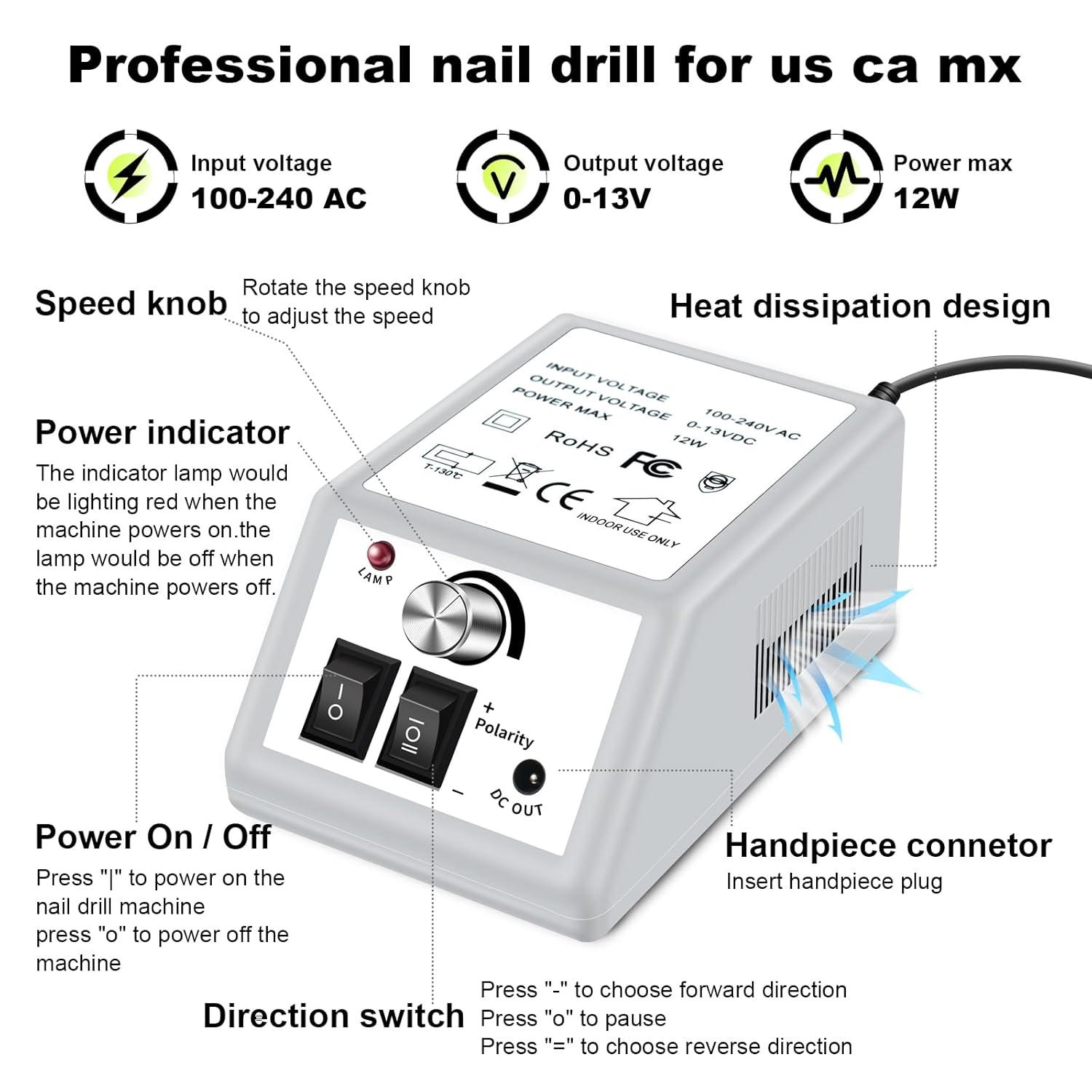 LAVAED Professional Electric Nail Drill Machine and Electric Callus Remover for Feet Waterproof Rechargeable Pedicure Kit