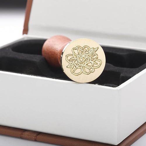 Miniatura 5 de Yoption Kit de caja de regalo de sello de cera, 6 cabezas de sello de cera de flores y animales con 1 juego de empuñaduras de madera, kit de sellos