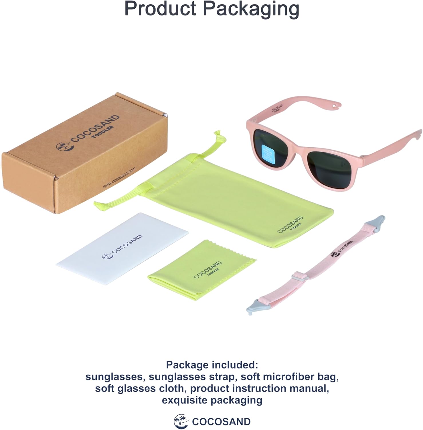COCOSAND Kids Sunglasses with Strap Polarized Flexible Frame Soft Silicone Nose Pads for Toddler Boys Girls Ages 2-6