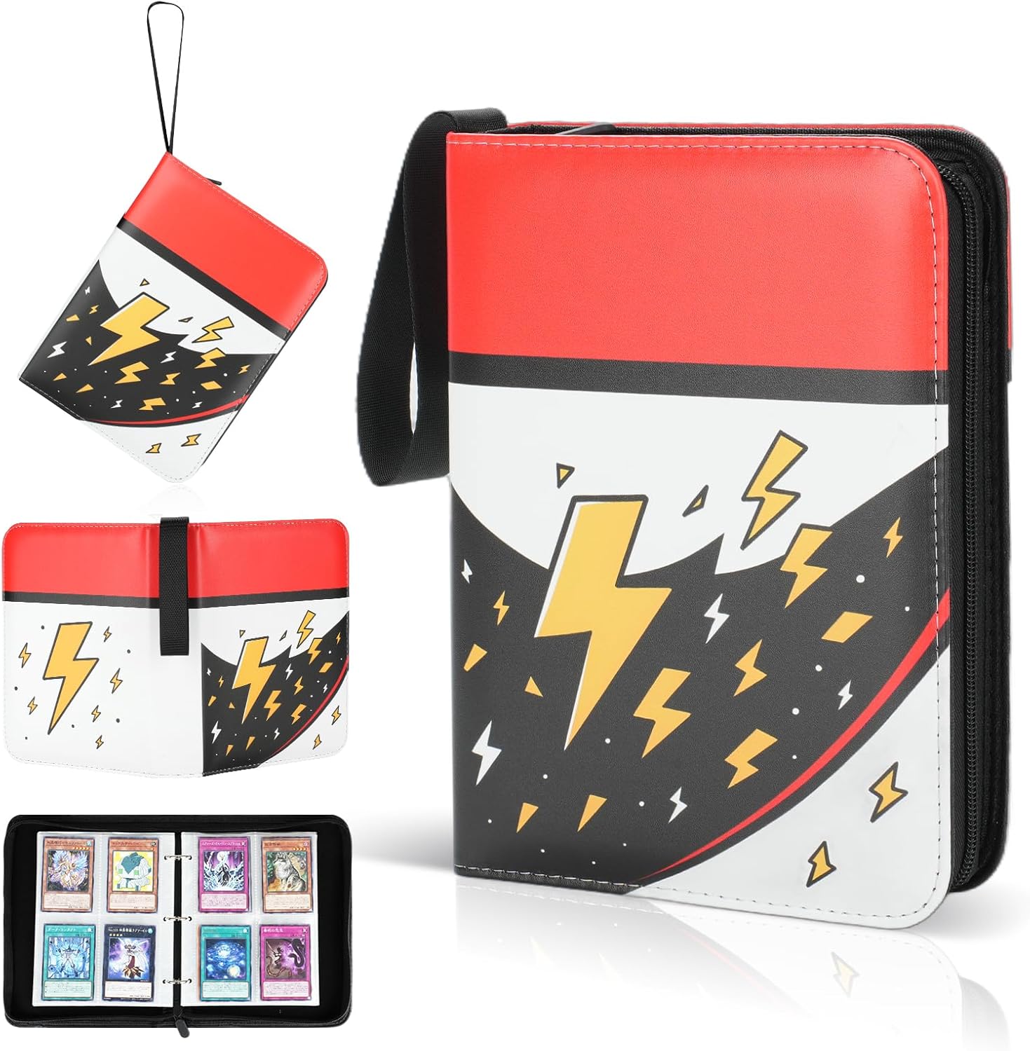 Trading Card Binder, 4-Pocket, Holds 480 Cards, 120 Pages Side-Loading Card Album, PU Leather, Acid-Free Archival Sleeves, Durable Organizer for MTG, TCG & Sports Cards, Gift for Kids, Boys and Girls