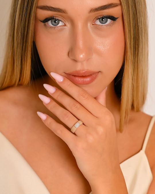 Rinfit Womens Silicone Wedding Band - Promise Rings for Her with Cubic Zirconia Stones - Gemstone & Emerald Glowstone Nude/RoseGold, Size 4