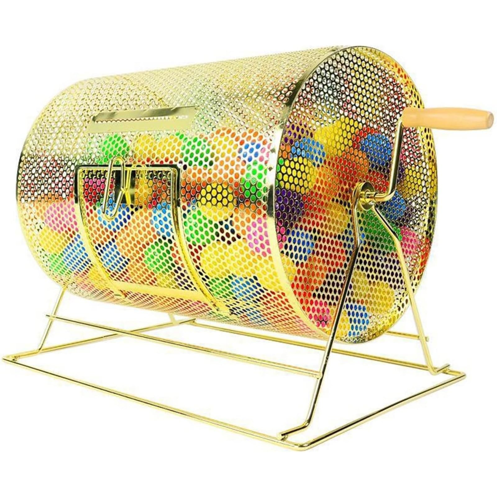 Machine à tambour de tombola pour kermesses et soirées loto avec cage rotative en métal