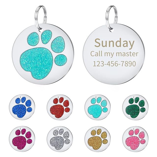 CAMAL 2 Piezas Chapa Perro Grabada, Chapas Personalizadas Forma Redonda