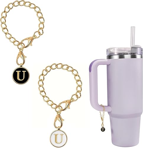 Miniatura 8 de JEBEALUO 2 piezas de dijes de letras para taza Stanley, dije con mango para vaso Stanley, accesorios de taza Stanley de 40 onzas