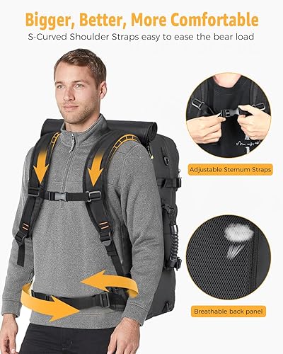 Miniatura 3 de Mochila de viaje para hombres, bolsa de lona convertible aprobada por vuelo de 50 litros con compartimento para zapatos, equipaje para portátil de