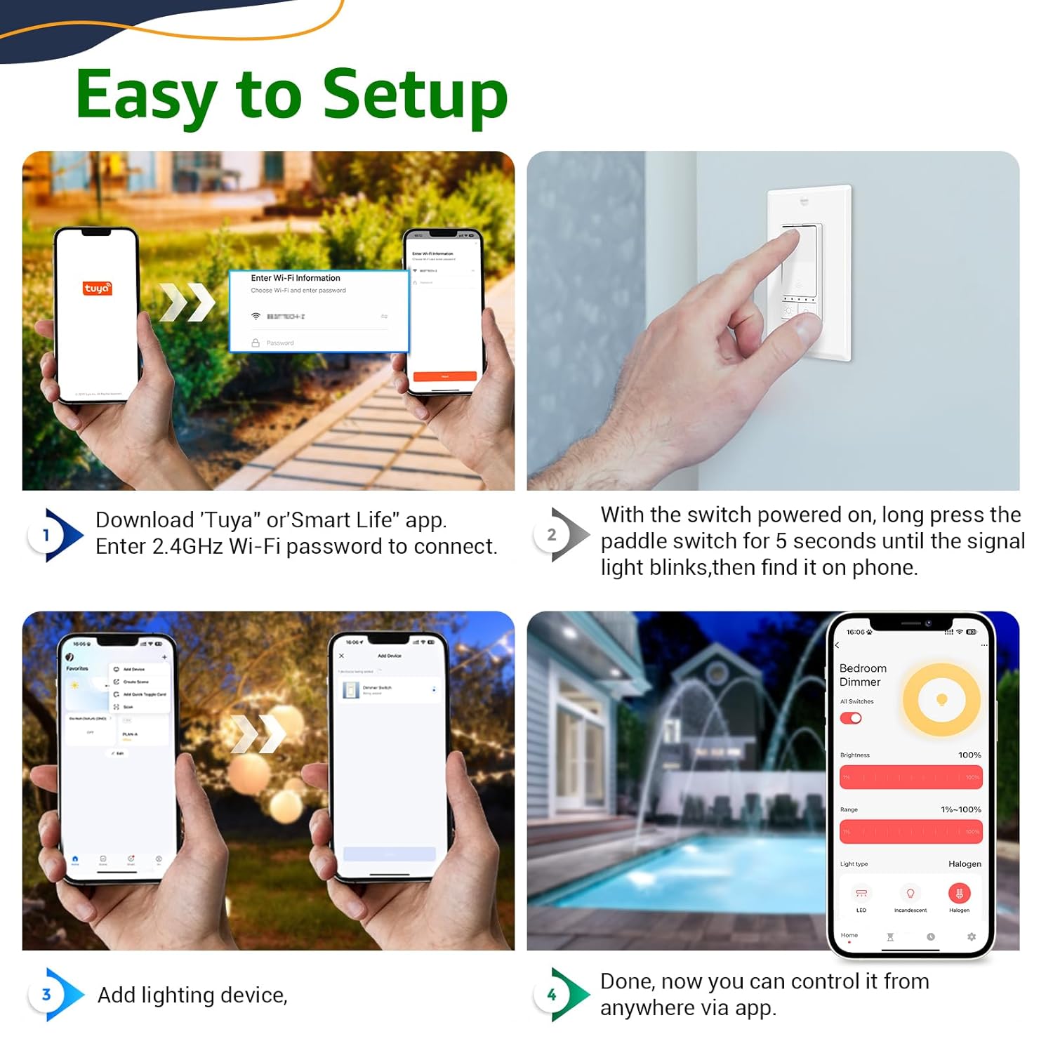 Greencycle Smart Dimmer Switch,2PK Single Pole, Needs Neutral Wire,2.4GHz WiFi Light Switch,Work with Alexa and Google Home, ETL Certified,No Hub Required,for Dimmable 150W LED CFL,600W Incandescent