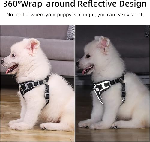 Miniatura 6 de Arnés para perro sin tirones, arnés ajustable para cachorro con 2 clips para correa, arnés acolchado ultra transpirable para perro, arnés