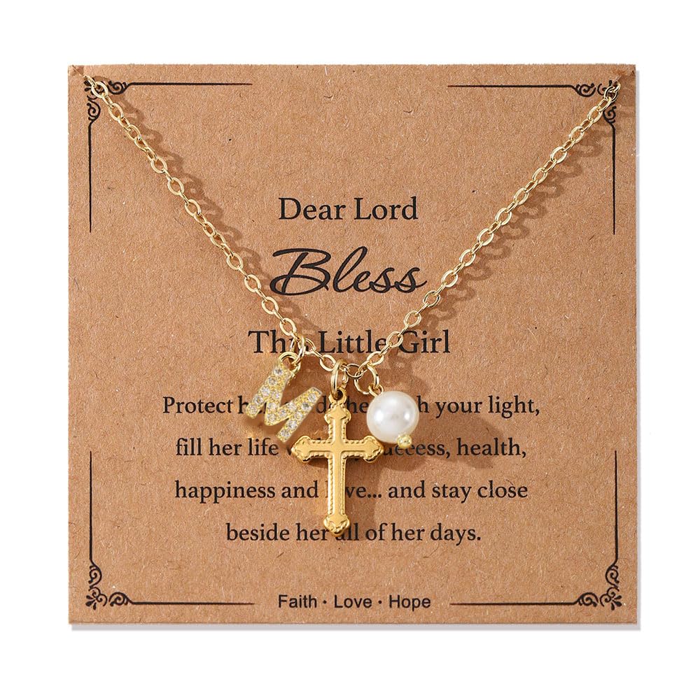 Collier croix perles initiales fille pour confirmation et cadeau chrétien - 8