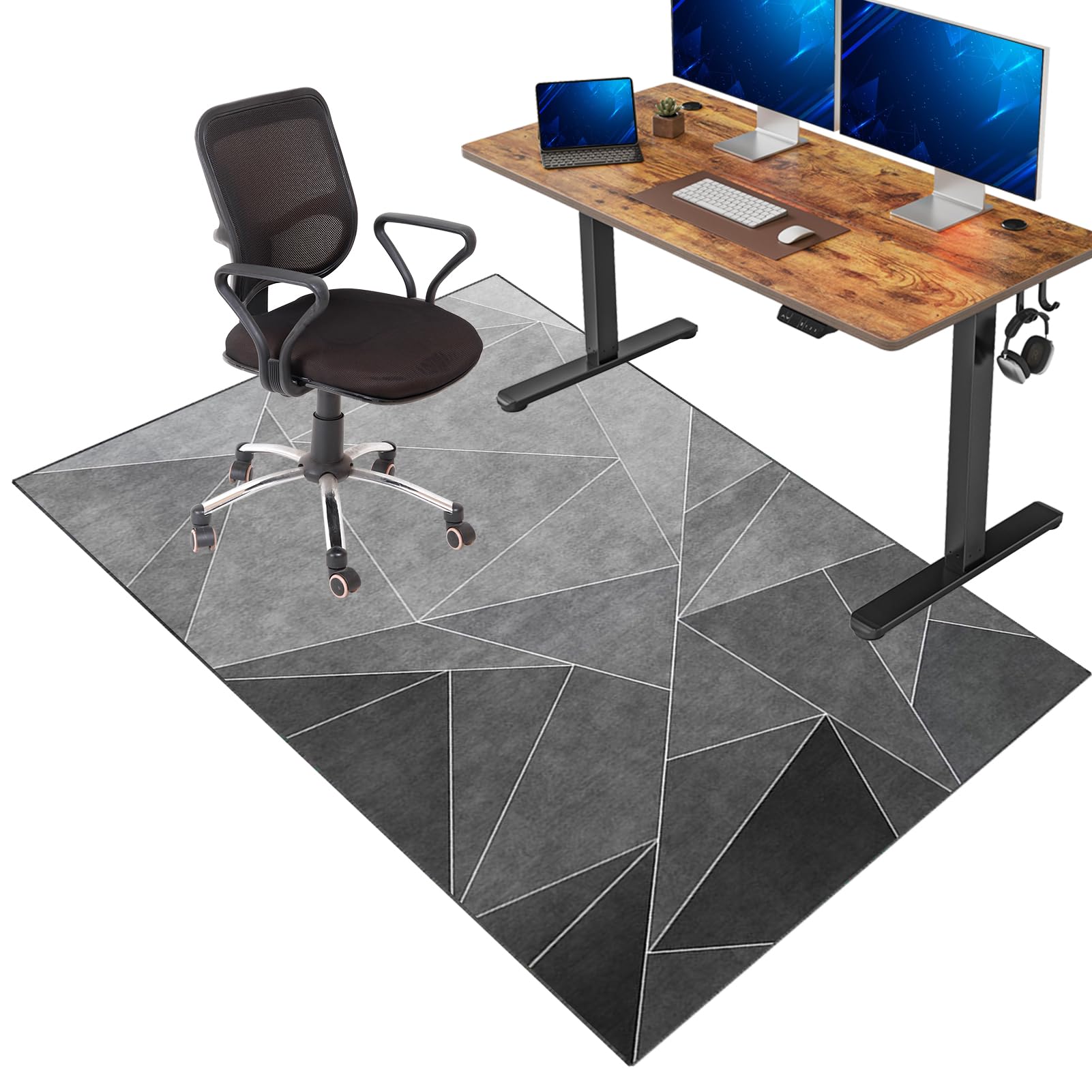 VETCS Wytrzymałe maty na krzesła biurowe na wykładzinę i podłogę z twardego drewna, 140 x 160 cm, ochraniacz na krzesło, mata do domu i biura, mata podłogowa, antypoślizgowa – krzesło na kółkach łatwo