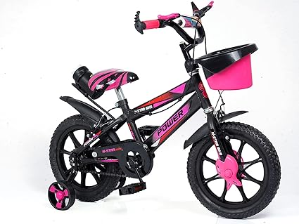 Norman Jr,SFW14 Collection - Bike for Boys and Girls, Kids Bicycle 14 Inch with Training Wheels for Ages 3-7 Years Old, Toddler Bike with 95% Assembled (Pink Colour)