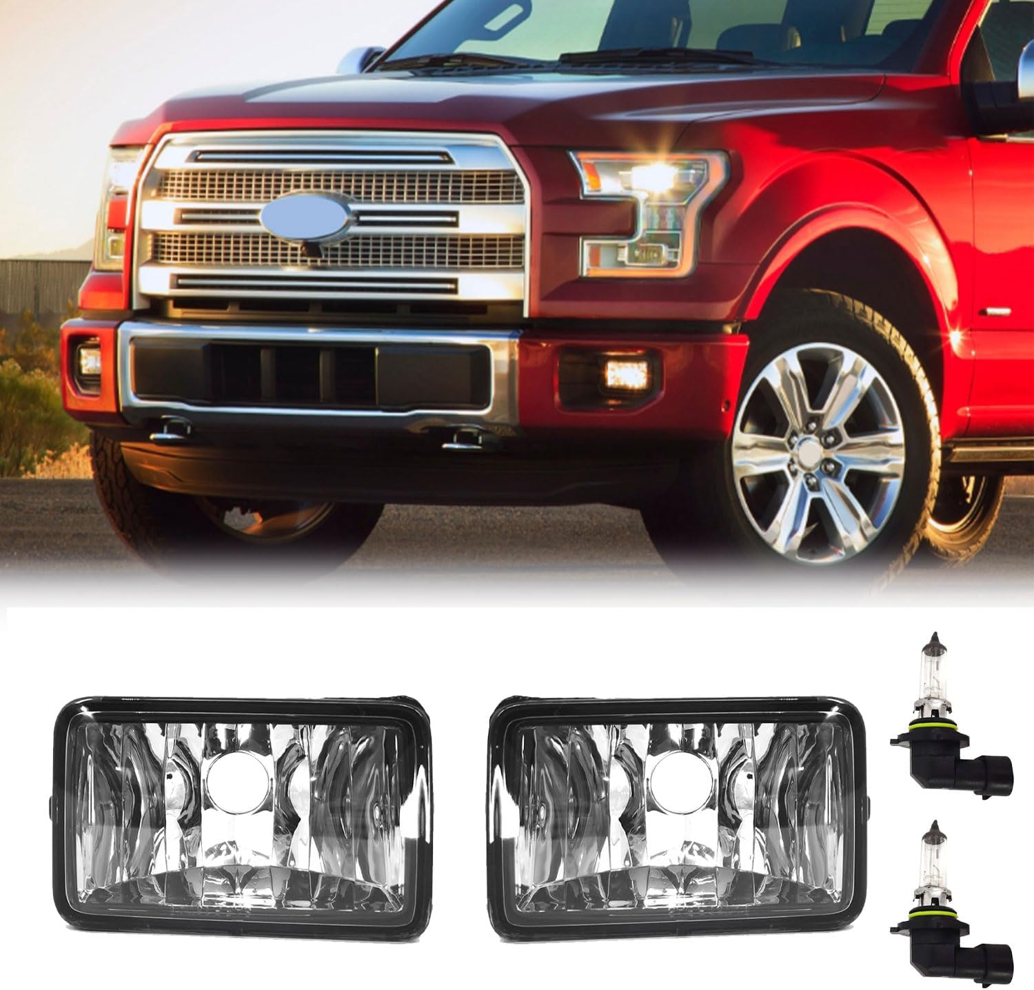 TODO F-150 Fog Lights Compatible with Ford F150 2015 2016 2017 FL3Z15201B FL3Z15200B FO2593235 FO2592235 Front Bumper Fog Lamps Assembly Driver Left/Passenger Right Side
