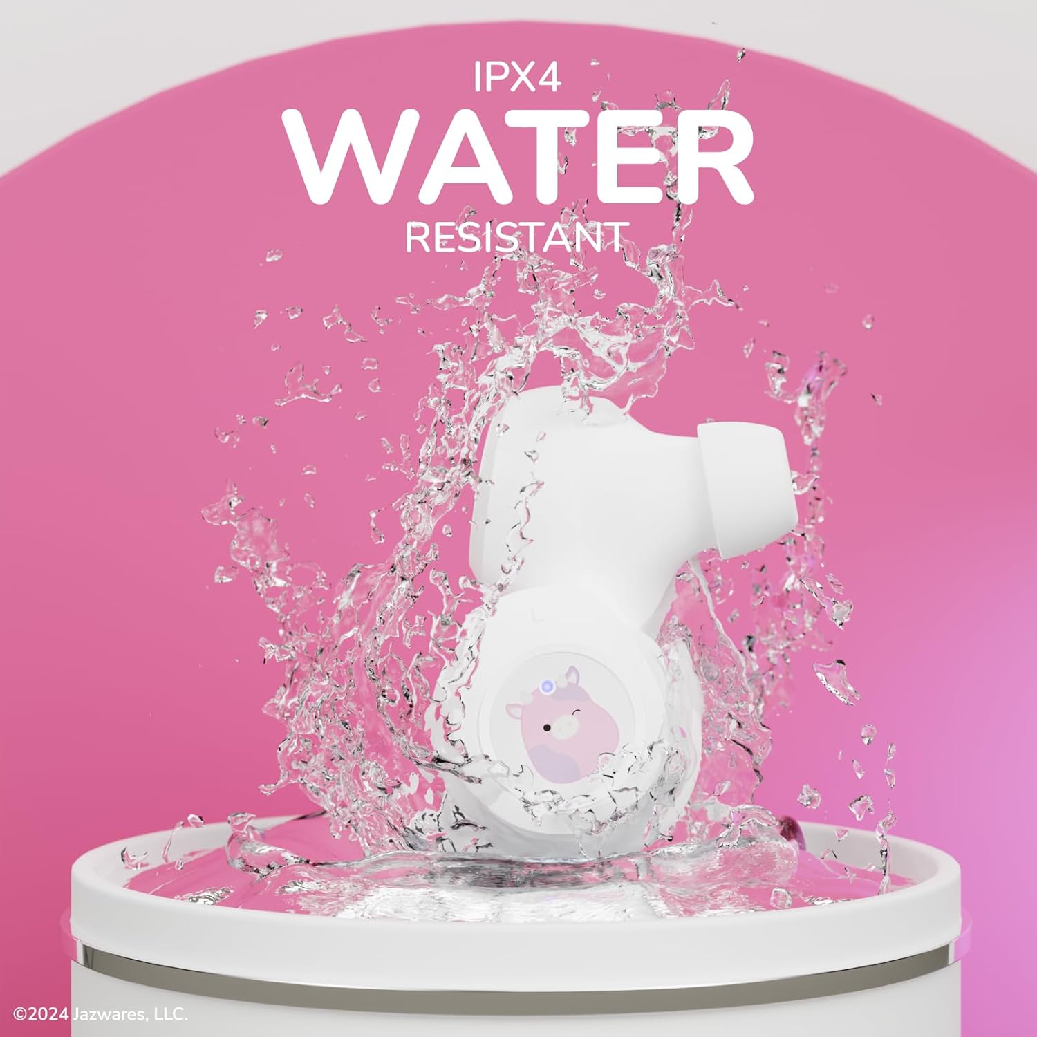 Person wearing an earbud, side profile