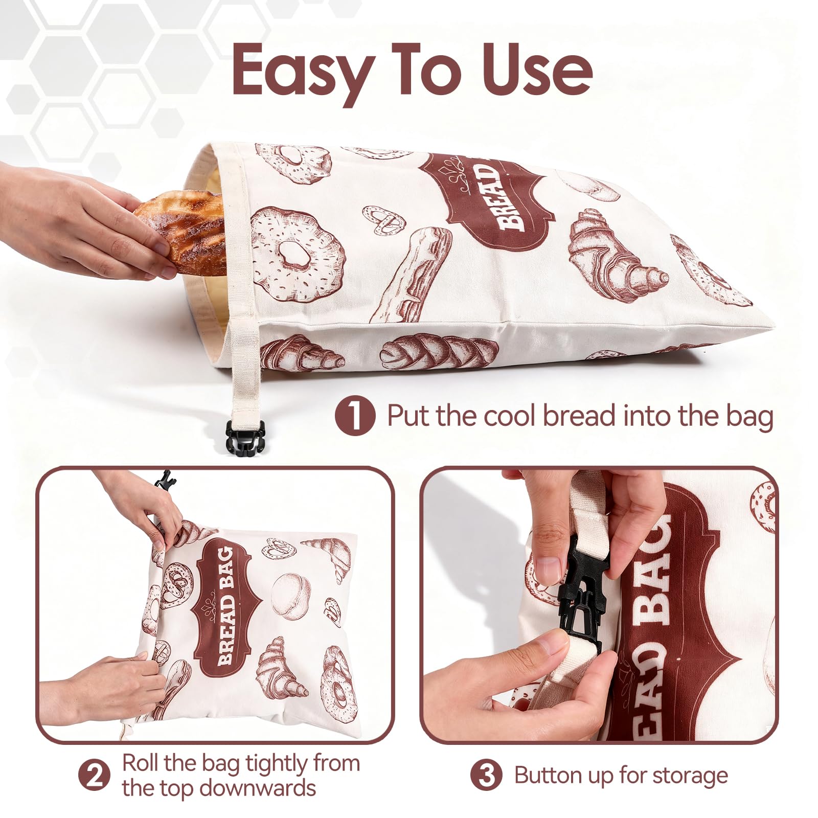 Lot de 2 sacs à pain en cire d'abeille, extra larges, 43,2 x 33 cm, réutilisables pour pain au levain fait maison pour garder au frais
