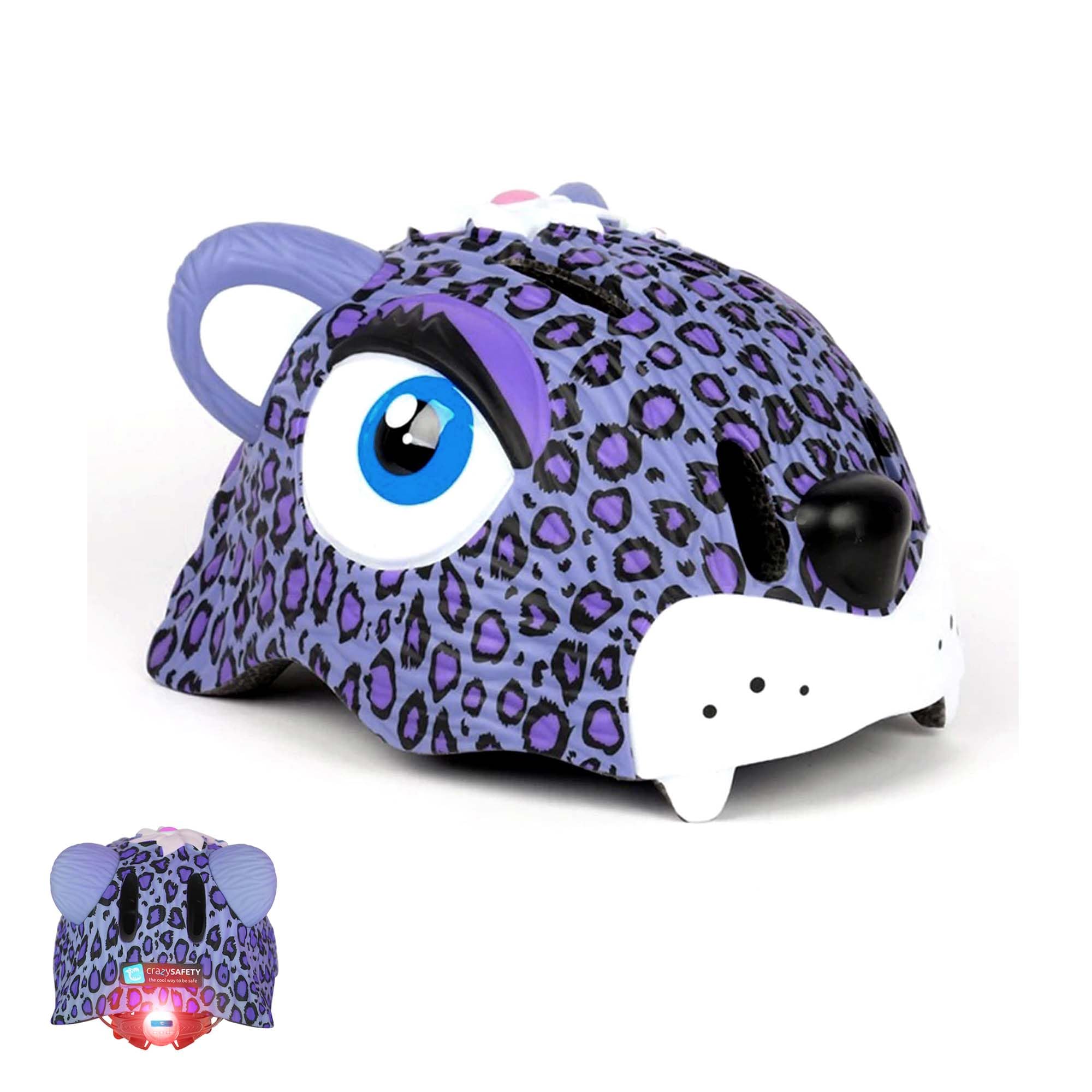 Crazy Safety Kinder Fahrradhelm (2-12 Jahre) – Bunter 3D Tierhelm mit LED-Rücklicht – Leichter In-Mold Schutzhelm für Fahrrad, Roller, Skateboard & Inlineskates