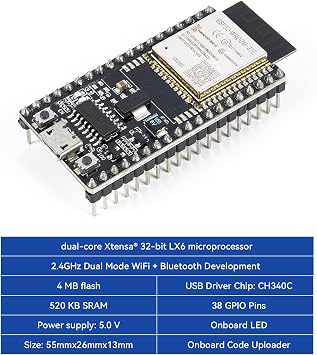 SunFounder ESP32 Camera Pro Kit with ESP32 WROOM 32E Module Enhanced Breakout Expansion Development Board ESP32CAM Micro SD Card Slot (Compatiple with Arduino)
