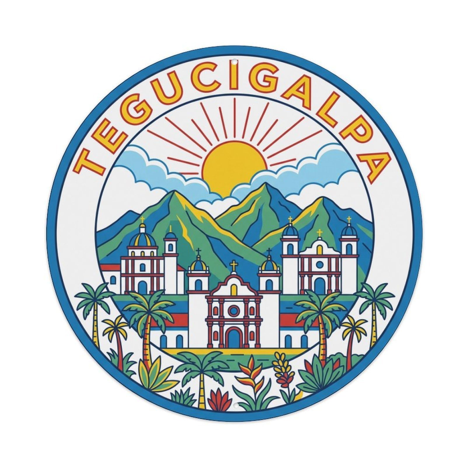 Vintage Travel Honduras Tegucigalpa Vintage Metal Tin Sign Plaque Wall Decor for Cafe, Club Bar, Office, Garden Metal Poster 8x8Inch