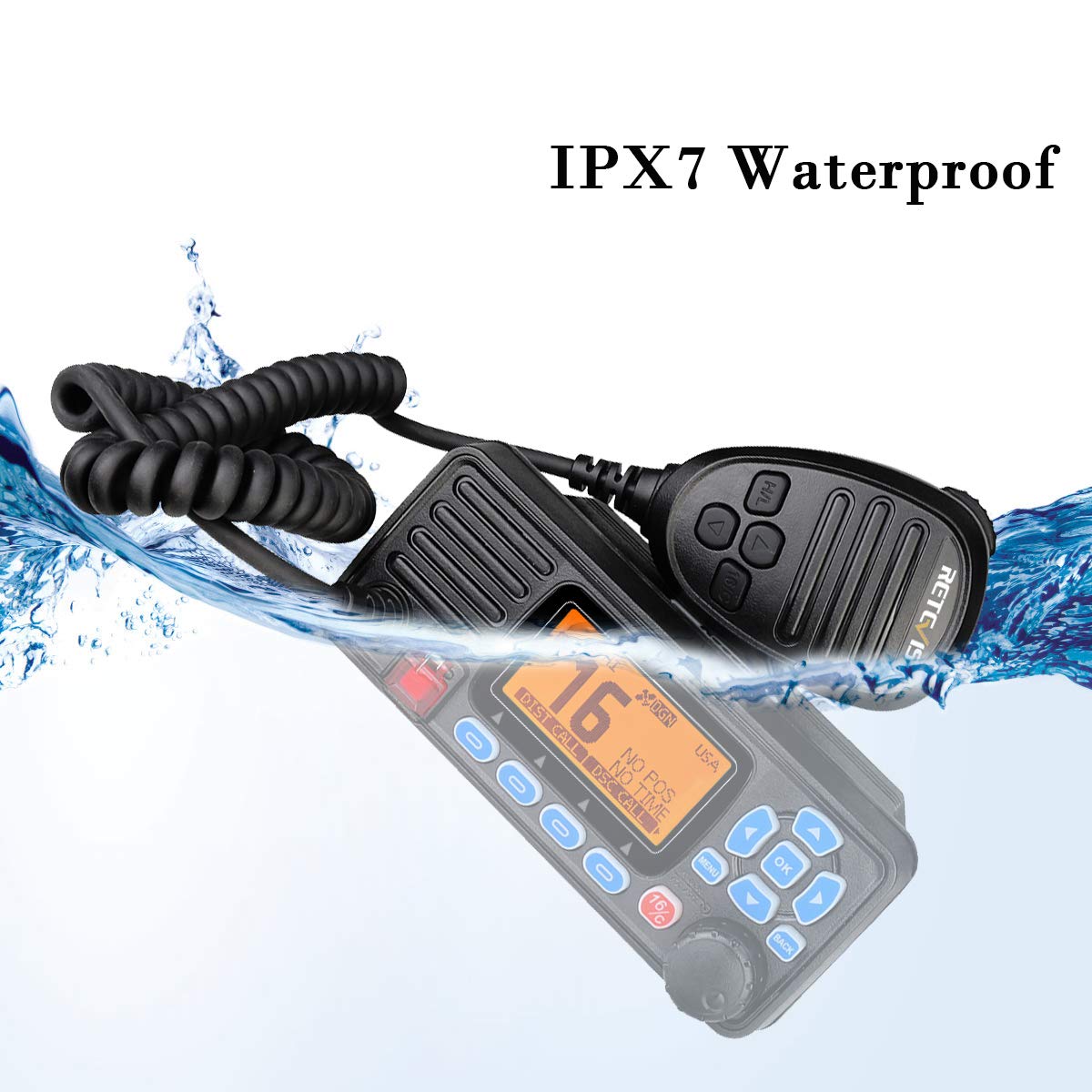 Retevis RA27 Marin Émetteur-récepteur, IP67 Étanche Talkie Walkie, Class D DSC, GPS, 88 Chaînes, Dual/Tri-Watch, Radio VHF Marine Fixe pour Yachts, Marinas (1 Pièce, Noir)