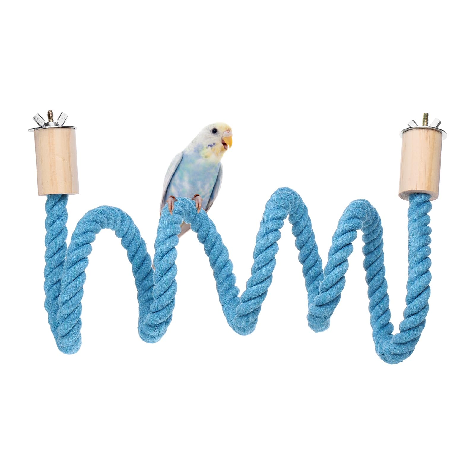 sourcing map Bird Rope Perch Swing, Stand Rope Perch Standing Pole Accessory Climbing Swing Paw Grinding 140cm / 55 Inch, (Blue) Intended for Parrot/Parakeet/Budgies/Cockatiels/Lovebirds โ image 1
