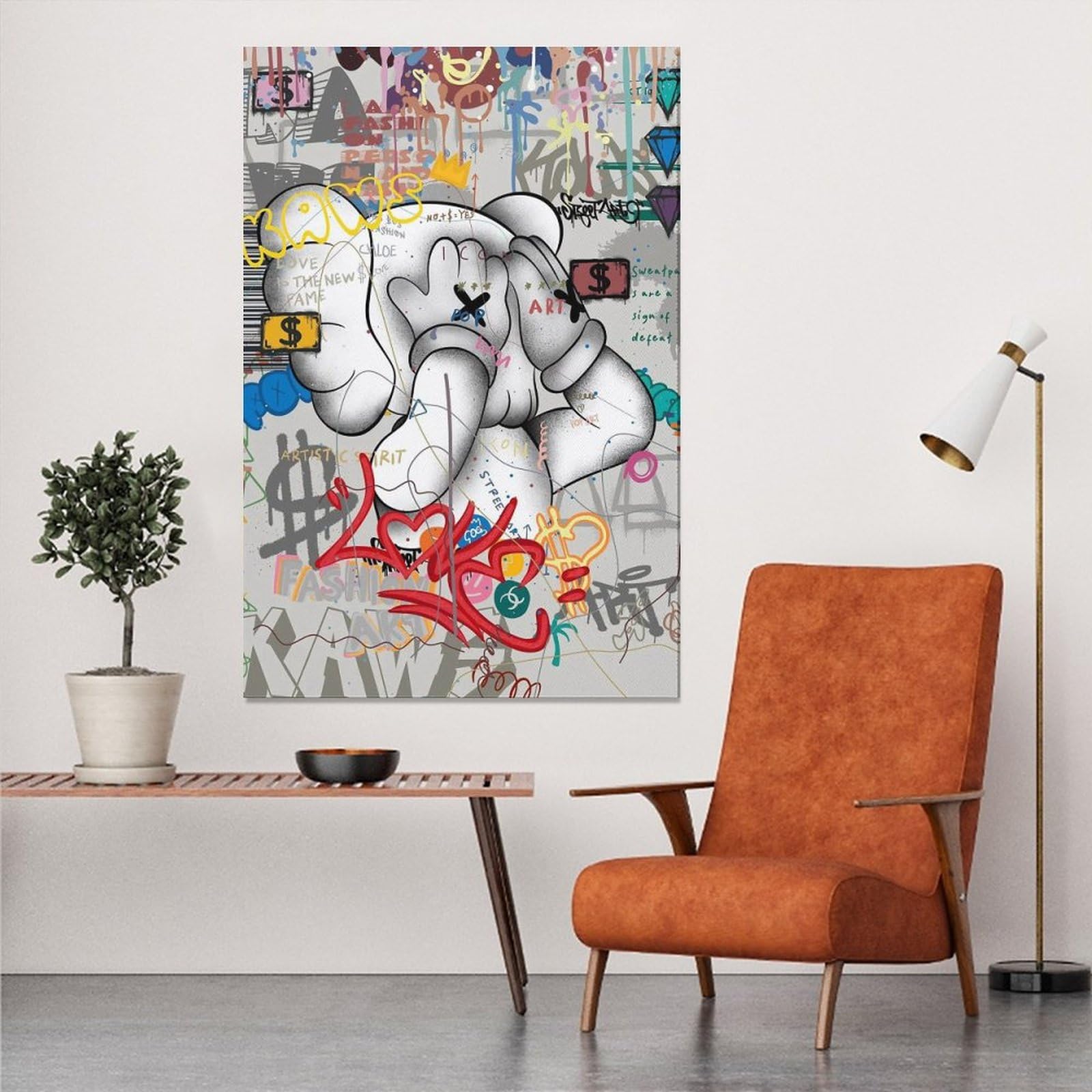 KAWSアート BARASH Handcrafted Graffiti Kaws Canvas Wall Art 8x12