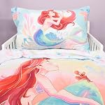 Disney Little Mermaid Toddler Bedding Set EXPRESSIONS (3 Piece Set, Fits Standard Crib Mattress) Includes Microfiber Reversible Comforter, Fitted Sheet, Pillowcase for Kids (Official Disney Product)
