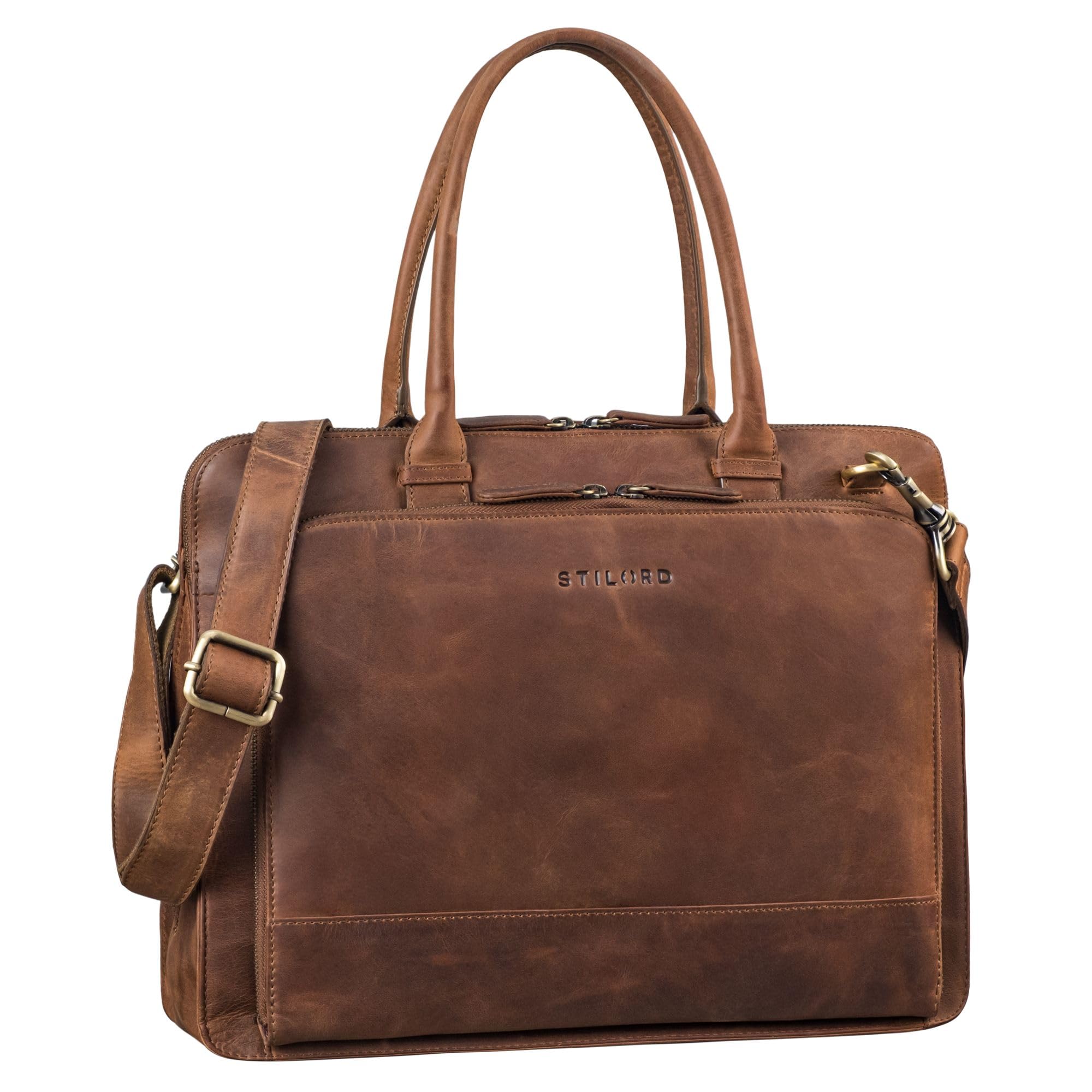 Bolso de Negocios Piel Auténtica STILORD Nola para la Oficina y Universidad 8