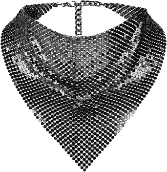 MioCloth Shiny Sequin Metal Scarf Chain for Women Carnival Party Sparkle Neck Scarf Shawl Neckerchief Nightclub Costume
