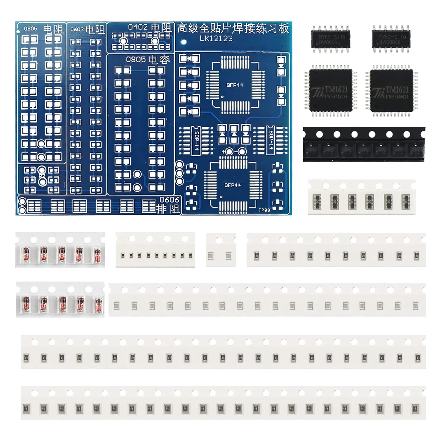 5in1 DIY Soldering Practice Kit Large USA Flag, SOP8 Chip Practice Board, CD4017 Green, 0603 Red & 0606 Blue SMD/SMT Kits for Beginners & Soldering Skill Mastery Let You Master Welding Skills