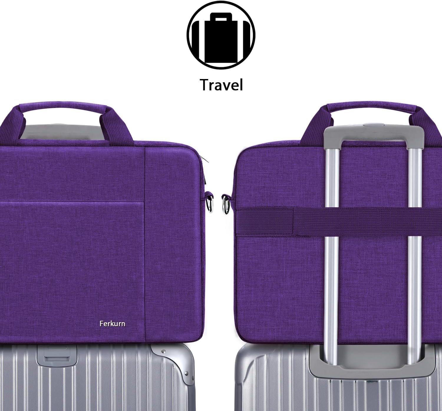 Ferkurn Laptop Bag Case for Women Men Computer Bag Compatible with HP Envy Pavilion Omen/LG Gram/MSI/Dell Inspiron XPS/Lenovo/Acer, Shoulder Strap Carrying Messenger Briefcase, Purple, 17 17.3 Inch - Image 6