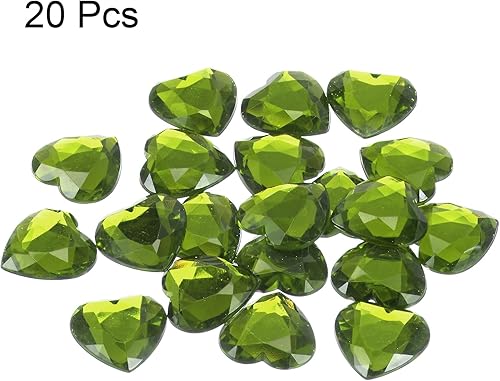 Miniatura 10 de MECCANIXITY 20 calcomanías de joyería de plástico con parte trasera plana de diamantes de imitación de corazón acrílico de 0.98 pulgadas para