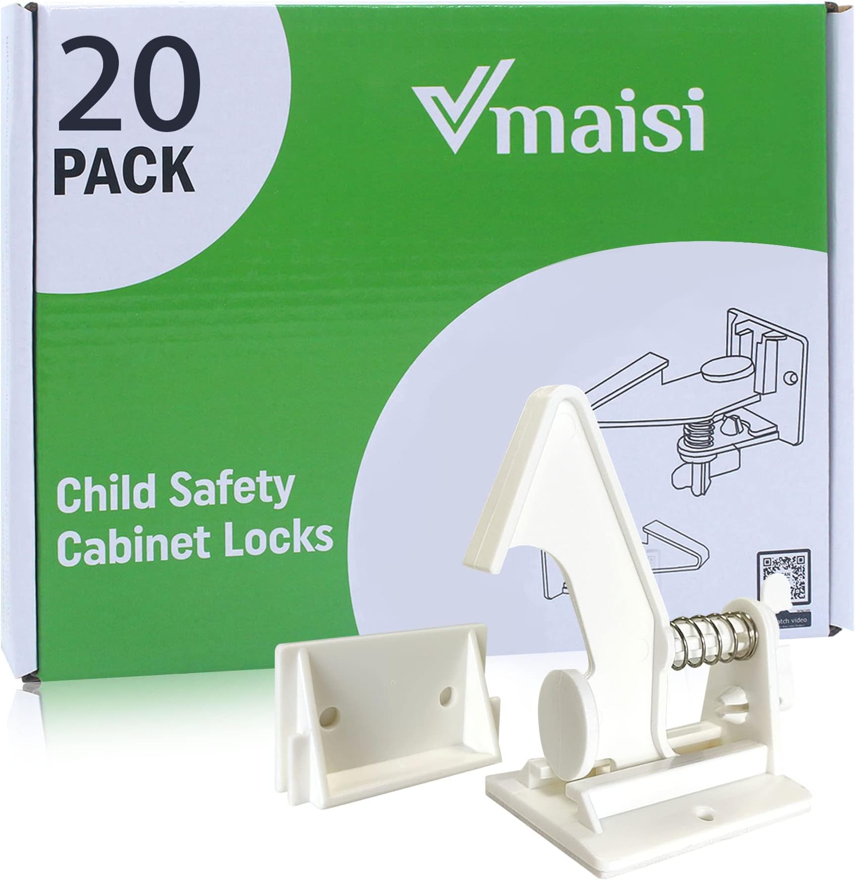- Vmaisi 20 Pack Cabinet Locks Child Safety Latches - Baby Proofing Cabinets Drawers Lock - Upgraded Stronger Adhesive Easy Installation - No Drilling