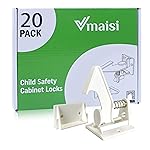 Vmaisi 20 Pack Cabinet Locks Child Safety Latches - Baby Proofing Cabinets Drawers Lock - Upgraded Stronger Adhesive Easy Installation - No Drilling