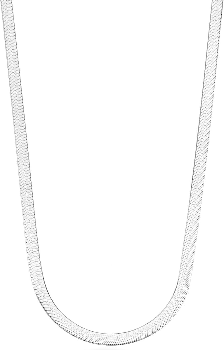 Plata de ley italiana 925, collar de espiga chapado en oro de 18 quilates | Cadena de serpiente plana de 4,5 mm, joyería fina para mujer, fabricada en Italia