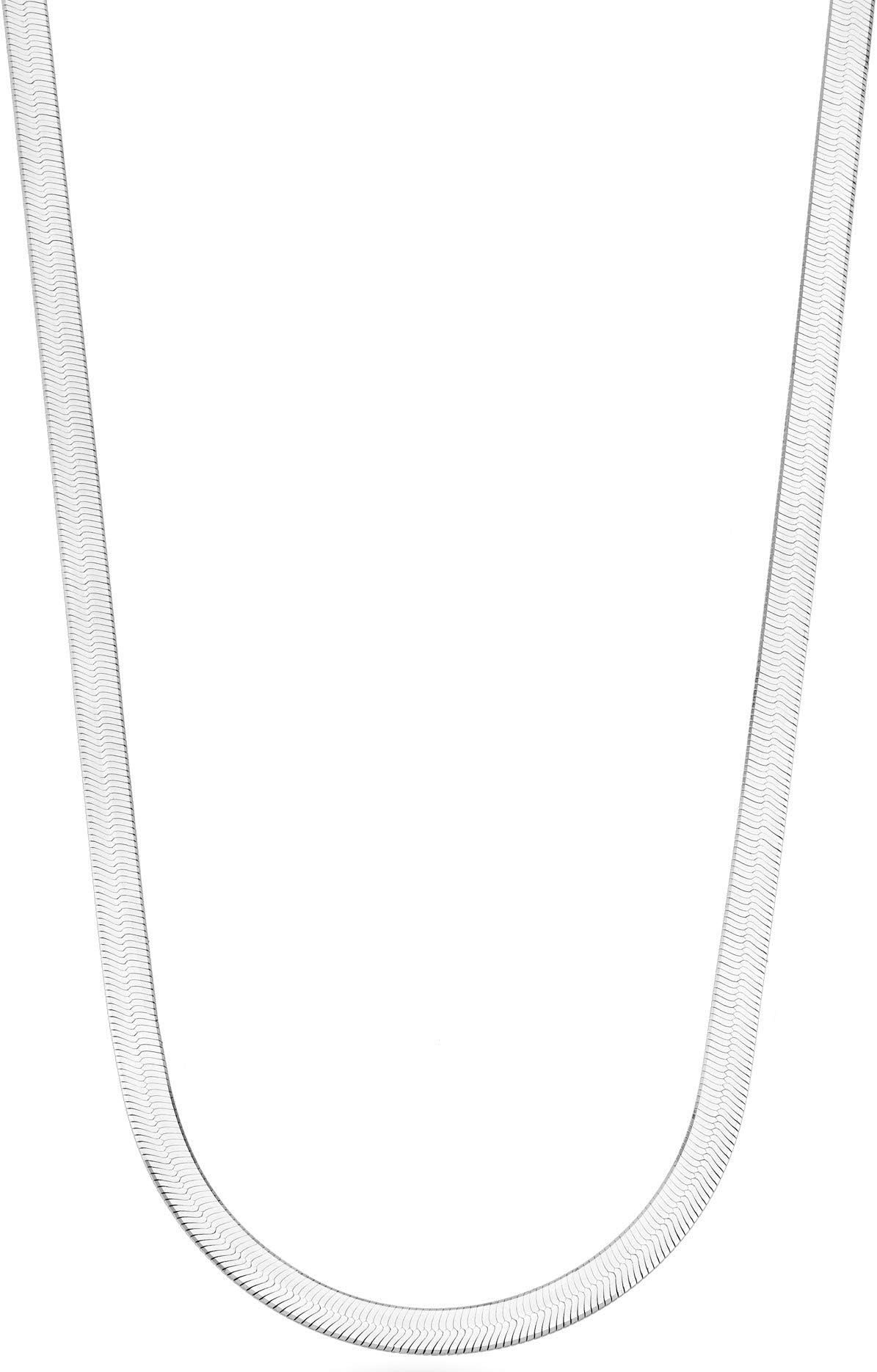 925 Sterling Silver Italian Solid 4.5mm Flexible Flat Herringbone Chain Necklace Women, Made in Italy